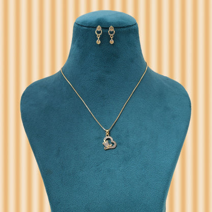 Gold Color Chain Pendant With Earring Inspired By Heritage Jewelry Craftsmanship