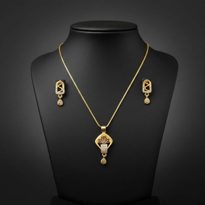 Gold Color Chain Pendant With Earring Inspired By Timeless Festive Jewelry Trends