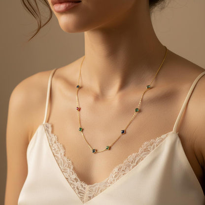 Multi Color Traditional Beaded Fashion Chain Necklace (Mala) Elegant Ethnic Jewelry