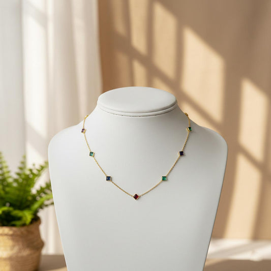 Multi Color Traditional Beaded Fashion Chain Necklace (Mala) Elegant Ethnic Jewelry