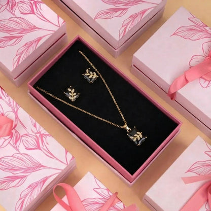 Black Color Designer Chain Pendant With Earring And Meenakari Necklace Set Touch