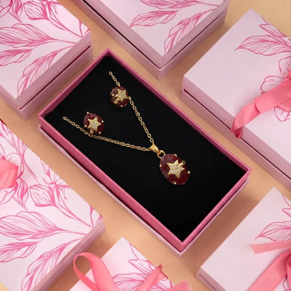 Red Color Ethnic Chain Pendant With Earring And Meenakari Necklace Set Artistry