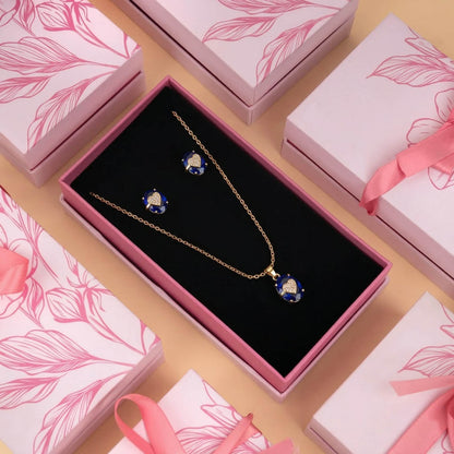 Blue Color Contemporary Chain Pendant With Earring And Meenakari Necklace Set Look