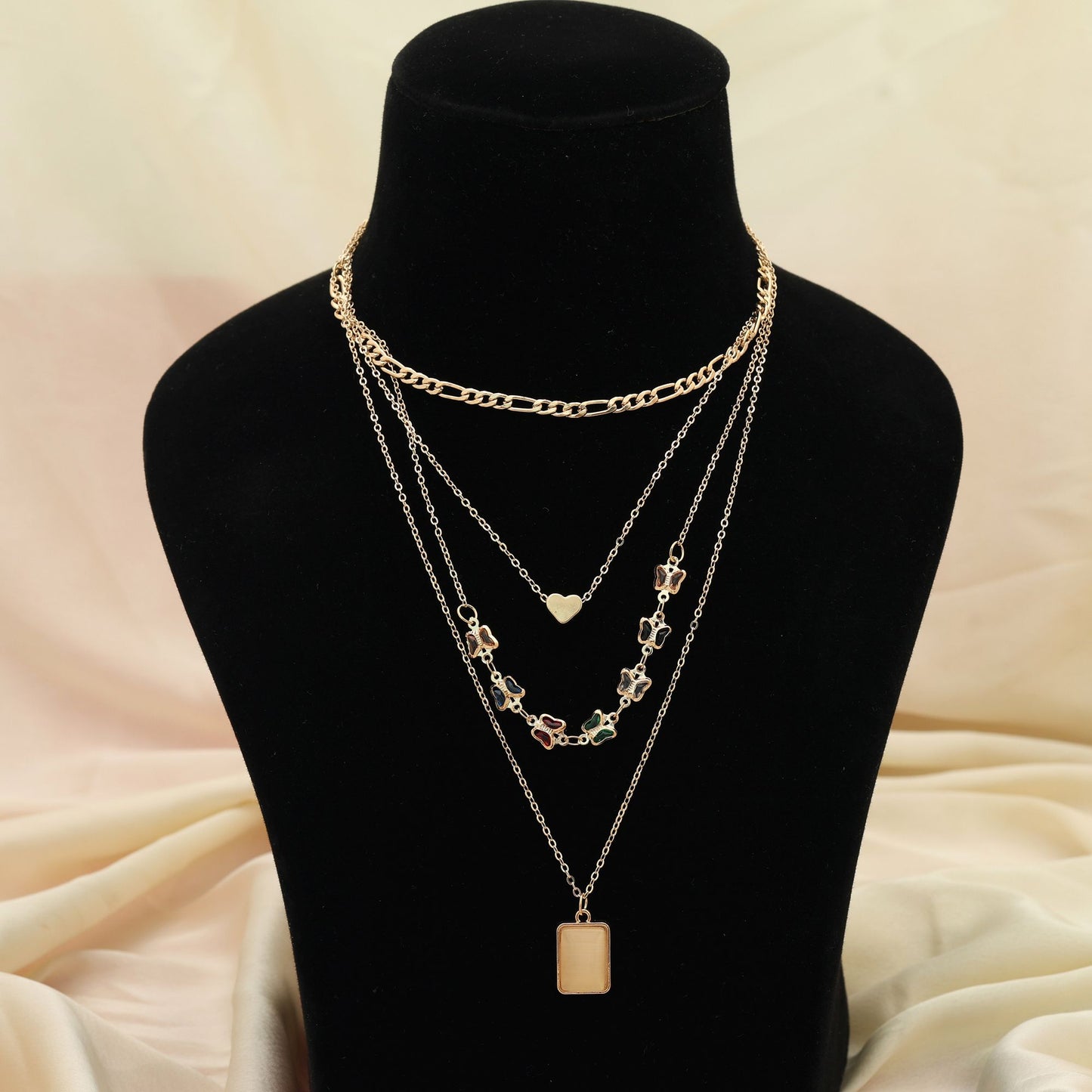 Mehrfarbige mehrlagige Kette Trendy Fashion Statement Schmuck