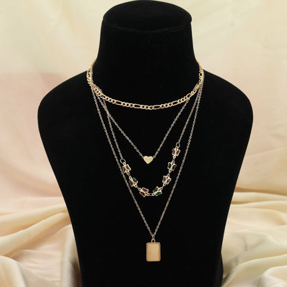Mehrfarbige mehrlagige Kette Trendy Fashion Statement Schmuck