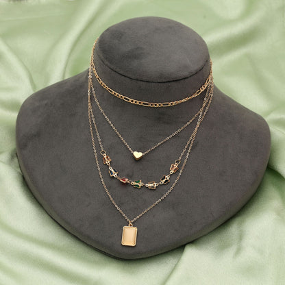 Mehrfarbige mehrlagige Kette Trendy Fashion Statement Schmuck
