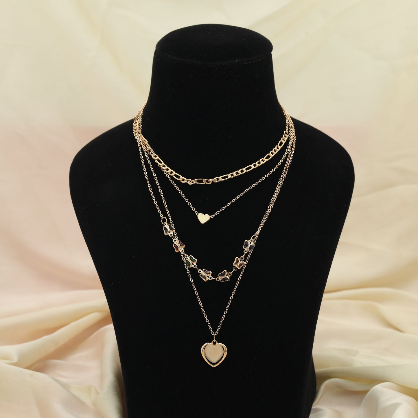 Multi Color Multi Layer Chain Necklace Stylish Modern Layered Jewelry