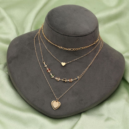 Multi Color Multi Layer Chain Necklace Stylish Modern Layered Jewelry