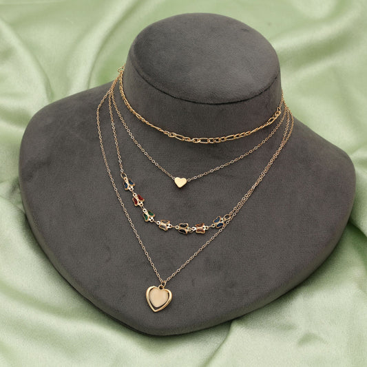 Mehrfarbige mehrschichtige Kette, stilvoller, moderner Lagenlook-Schmuck
