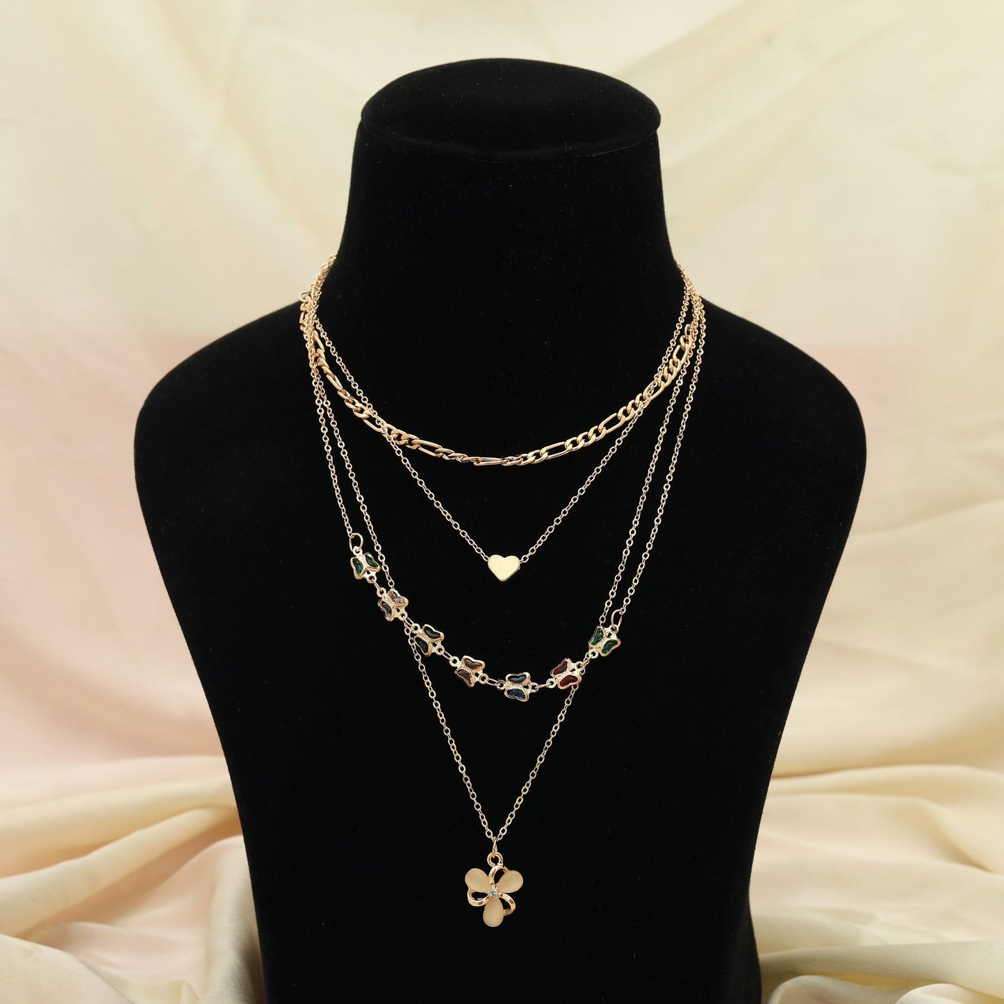 Mehrfarbige mehrschichtige Kettenhalskette Mutiger Modeschmuck
