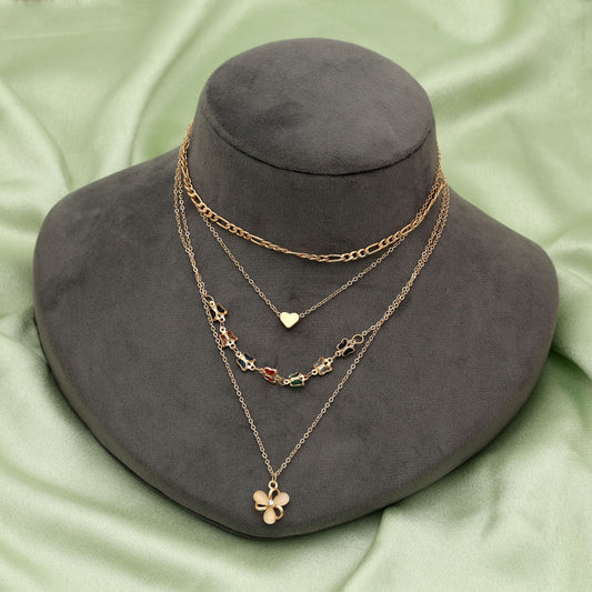 Multi Color Multi Layer Chain Necklace Bold Fashion Statement Jewelry