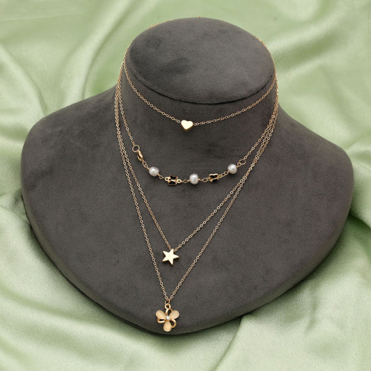 Multi Color Multi Layer Chain Necklace Stylish Everyday Fashion Jewelry