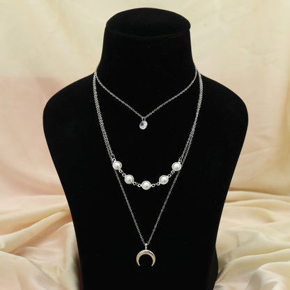 Silberfarbene, mehrlagige Kettenhalskette Elegante Alltagskette als Statement-Schmuck