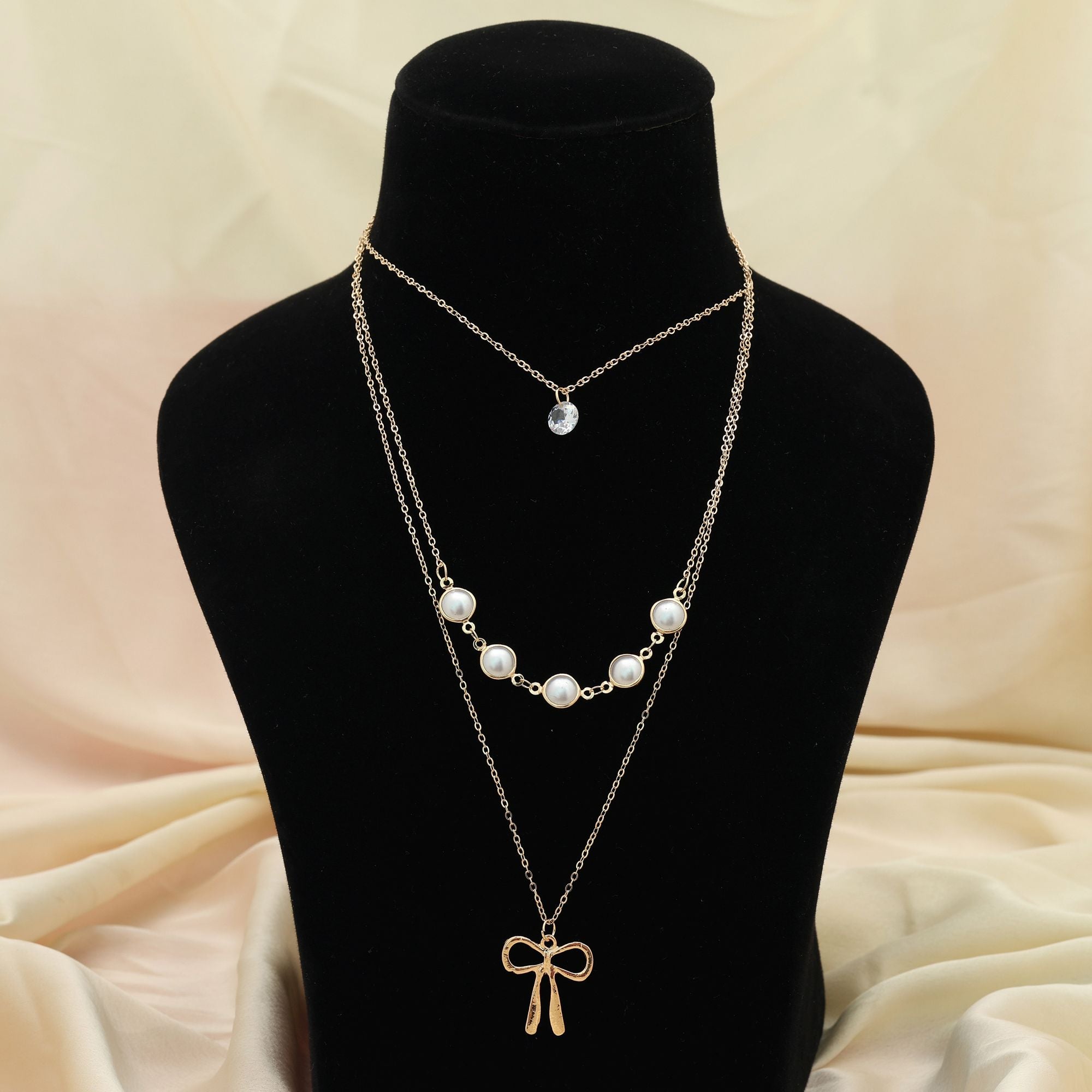 Gold Color Multi Layer Chain Necklace Premium Elegant Statement Jewelr ...