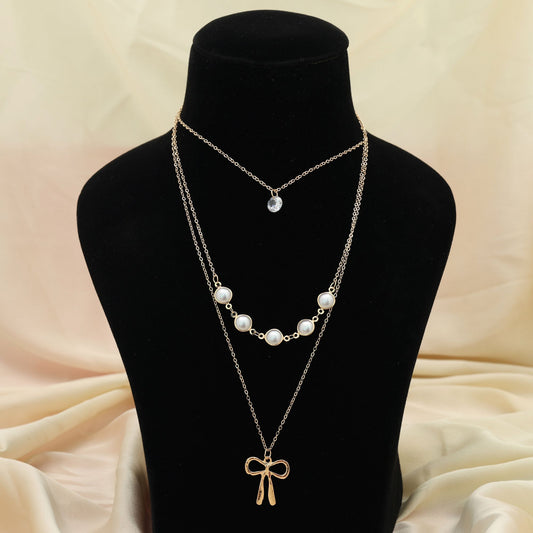 Gold Color Multi Layer Chain Necklace Premium Elegant Statement Jewelry