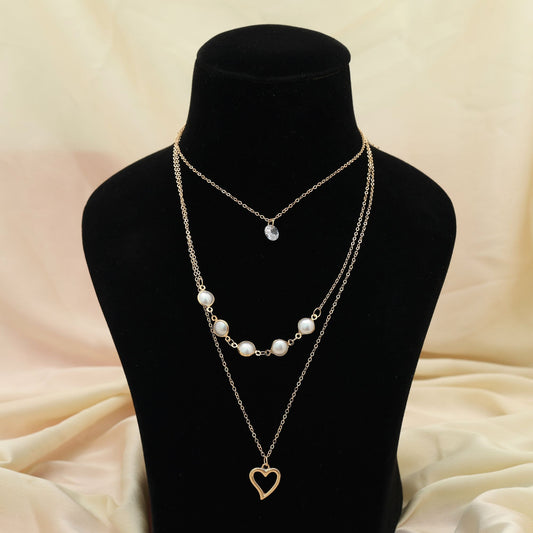 Goldfarbene mehrlagige Halskette Klassischer stilvoller Modeschmuck
