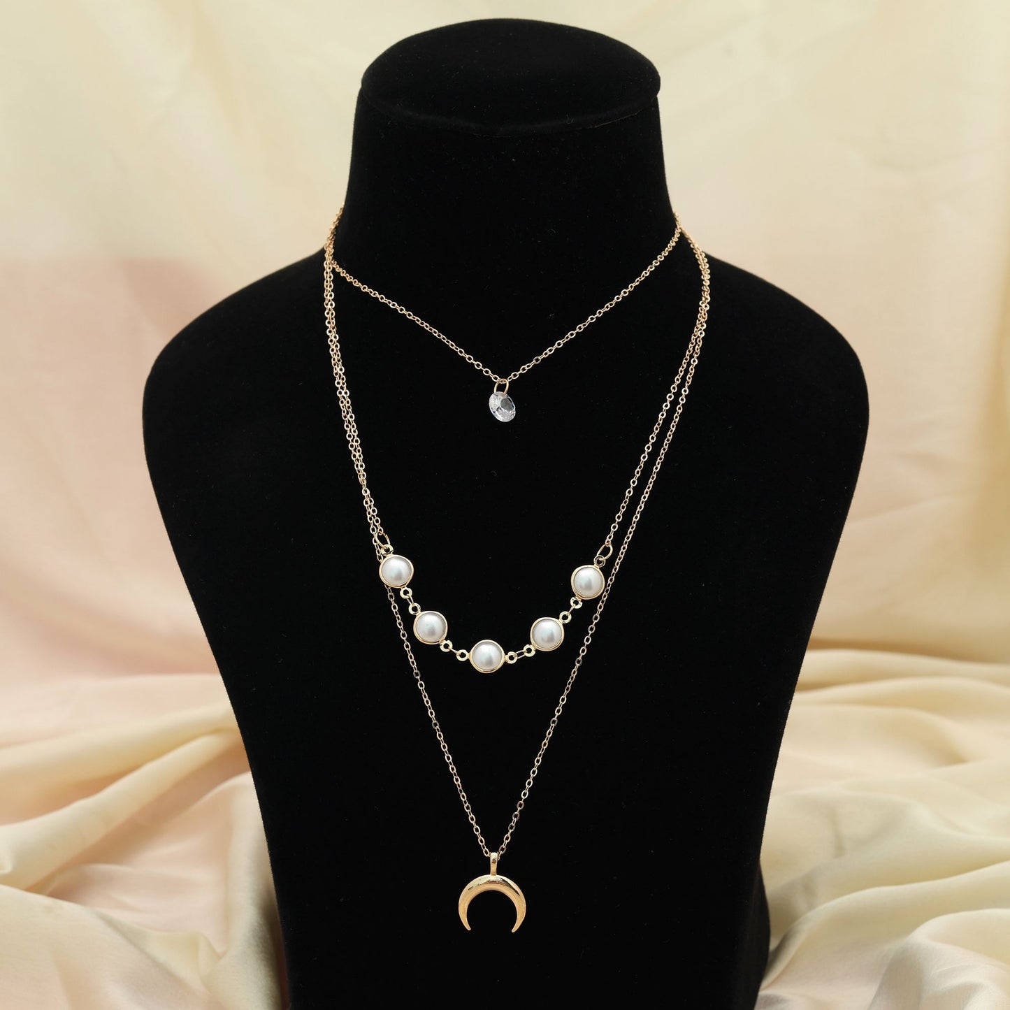 Gold Color Multi Layer Chain Necklace Bold Modern Layered Jewelry