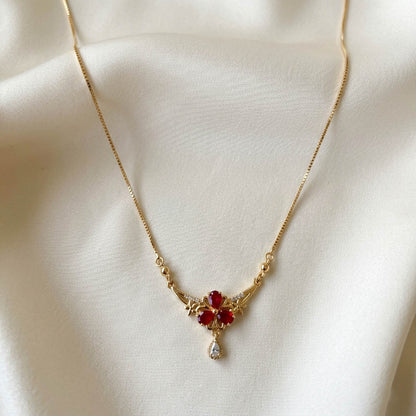 Beautiful Red Color Glass Stone Wedding Style Fashion Necklace Collection