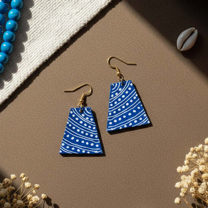 Blue Color Wooden Handcraft Earrings With Handcrafted Design Perfect For Daily Wear