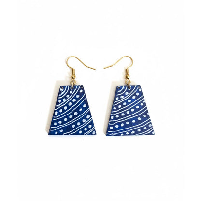 Blue Color Wooden Handcraft Earrings With Handcrafted Design Perfect For Daily Wear