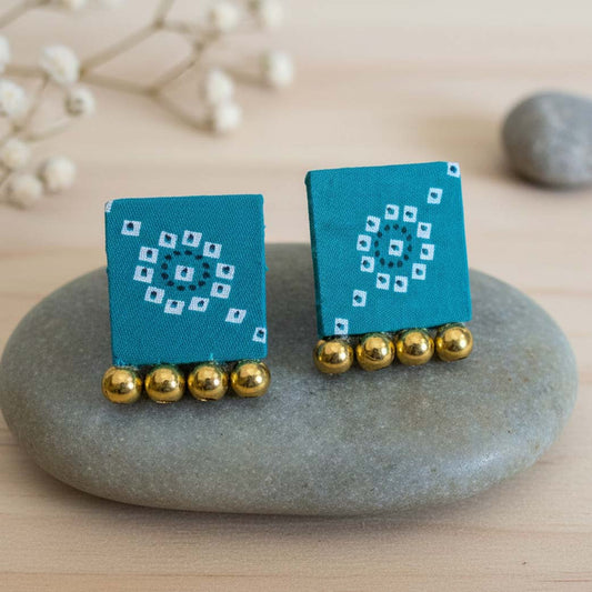 Rama Green Color Wooden Handcraft Earrings With Artistic Beaded Tribal Finish