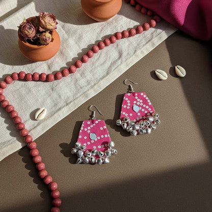 Rani Color Wooden Handcraft Earrings With Unique Handmade Artistic Detailing