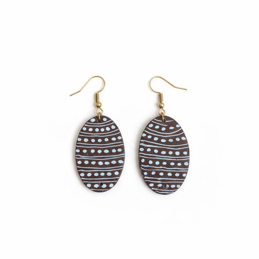 Brown Color Wooden Handcraft Earrings With Natural Wood Finish For Bohemian Style