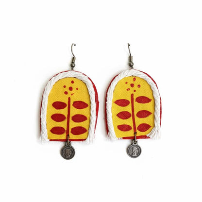 Yellow Color Wooden Handcraft Earrings With Vibrant Handcrafted Bohemian Inspired Artistic Look