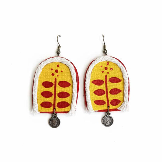 Yellow Color Wooden Handcraft Earrings With Vibrant Handcrafted Bohemian Inspired Artistic Look