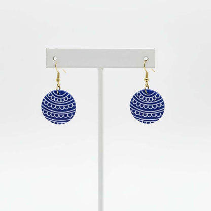 Purple Color Wooden Handcraft Earrings Featuring Stylish Handmade Artistic Wooden Bead Detailing