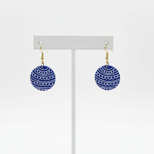 Purple Color Wooden Handcraft Earrings Featuring Stylish Handmade Artistic Wooden Bead Detailing