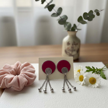 Rani Color Wooden Handcraft Earrings With Royal Ethnic Statement Style