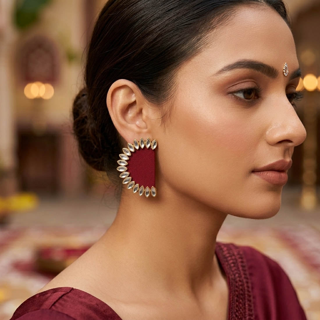 Graceful Maroon Color Handcraft Earrings Elegant Ethnic Wedding Wear Collection