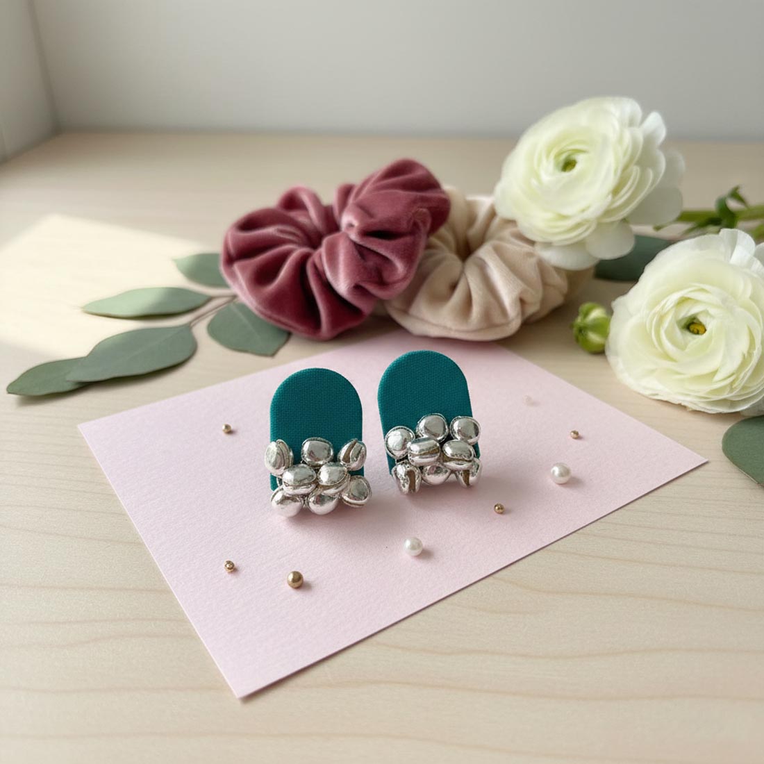 Rama Green Color Wooden Handcraft Earrings With Graceful Artisan Detail