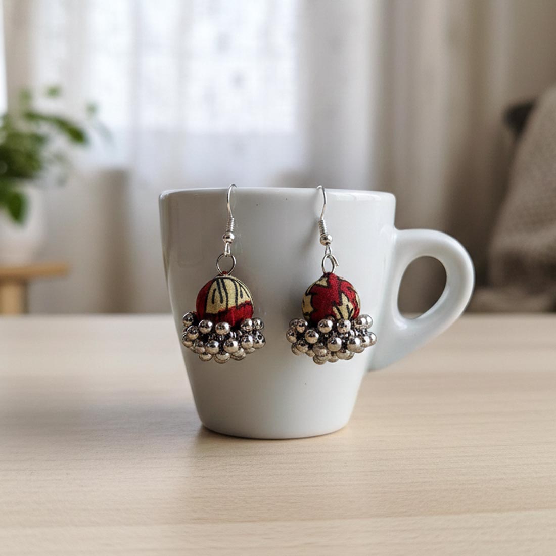 Multi Color Wooden Handcraft Earrings With Contemporary Ethnic Fusion Look
