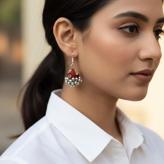 Multi Color Wooden Handcraft Earrings With Contemporary Ethnic Fusion Look