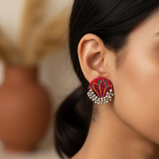 Multi Color Wooden Handcraft Earrings With Bright Bohemian Festival Vibes