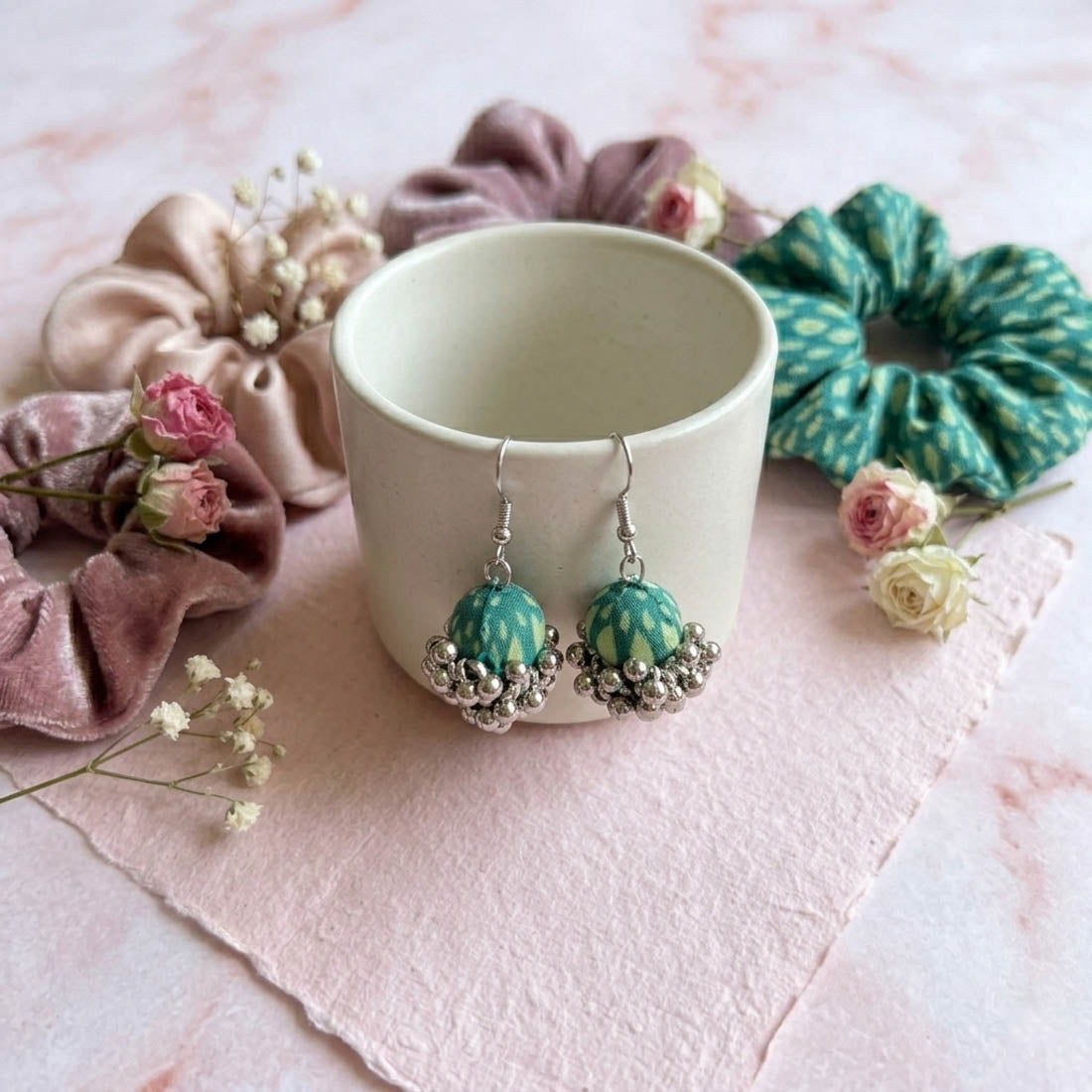 Green Color Wooden Handcraft Earrings Elegant Minimal Ethnic Daily Wear Jewelry Collection Design