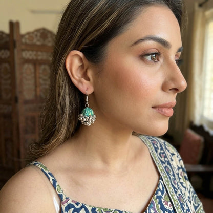 Green Color Wooden Handcraft Earrings Elegant Minimal Ethnic Daily Wear Jewelry Collection Design