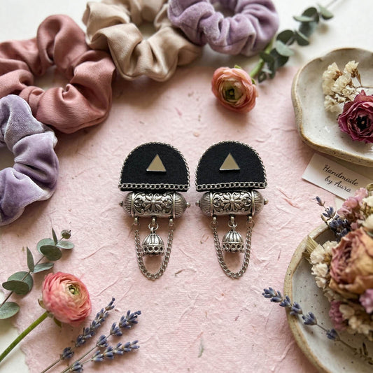 Black Color Wooden Handcraft Earrings Classic Traditional Elegant Statement Jewelry Collection Design