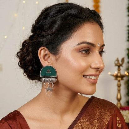 Classic Green Color Handcraft Earrings Elegant Traditional Daily Wear Jewelry