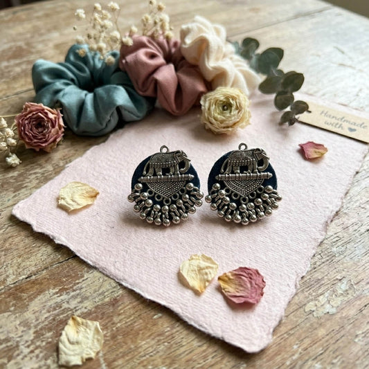 Blue Color Wooden Handcraft Earrings Modern Minimal Stylish Daily Wear Jewelry Collection Design