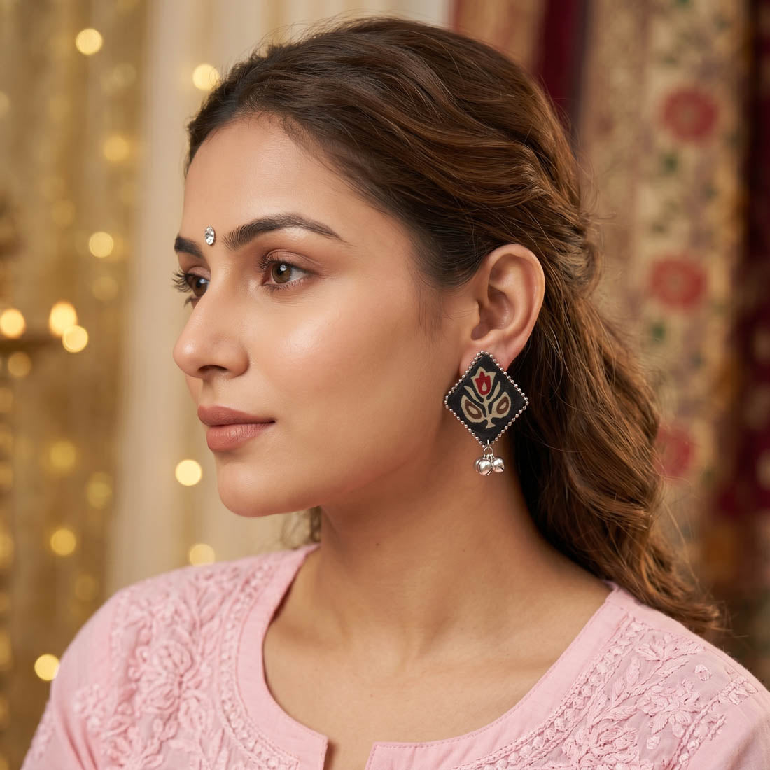 Elegant Black Color Handcraft Earrings Traditional Ethnic Design for Women