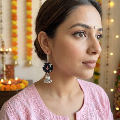 Minimal Black Color Handcraft Earrings Stylish Daily Wear Ethnic Jewelry Piece