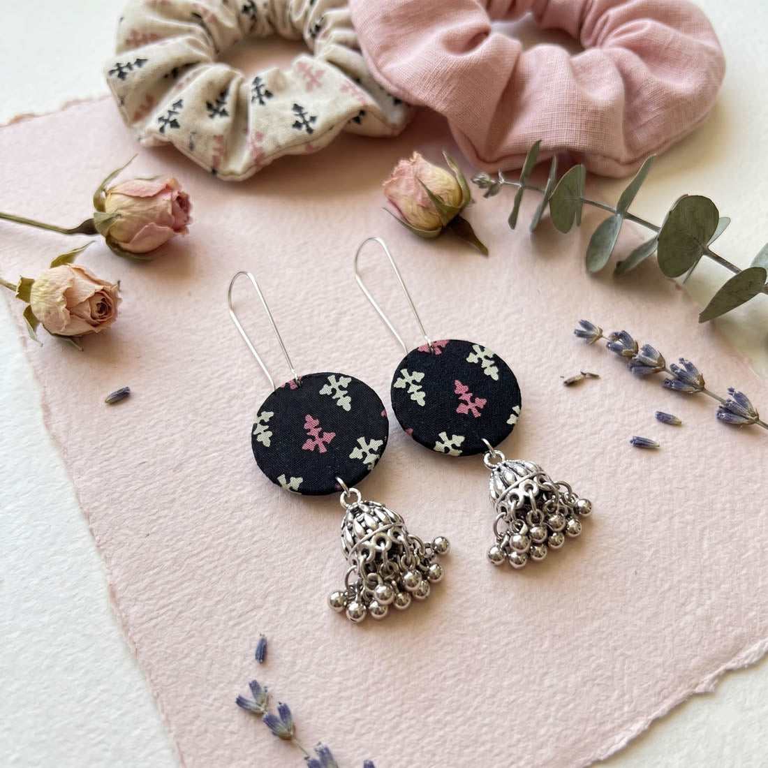 Minimal Black Color Handcraft Earrings Stylish Daily Wear Ethnic Jewelry Piece