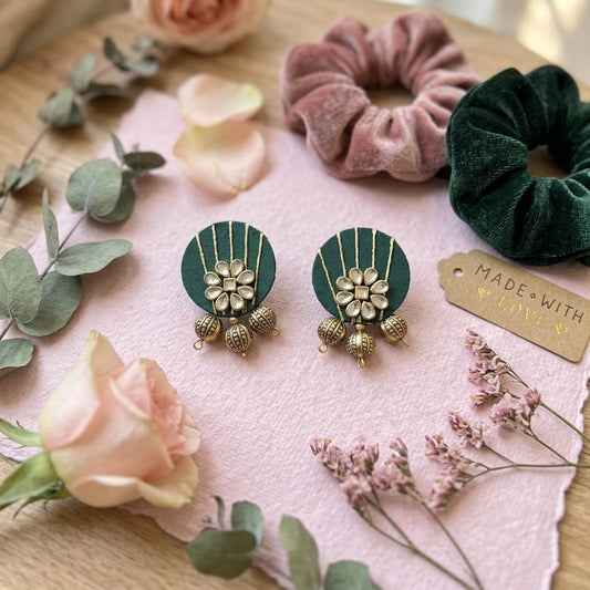 Elegante handgefertigte Ohrringe in Grün, von der Natur inspiriert, ethnisches, stilvolles Accessoire