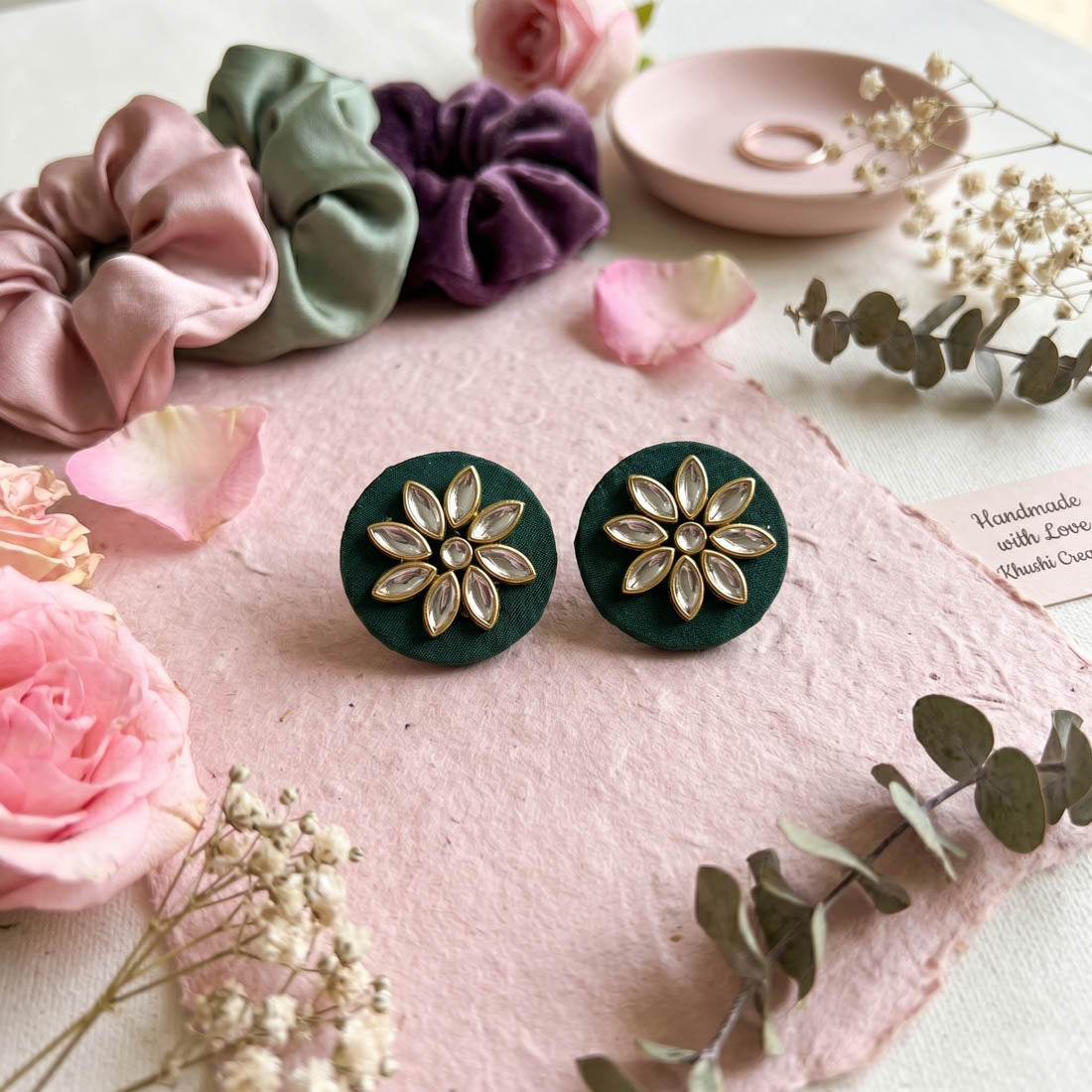 Fresh Green Color Handcraft Earrings Minimal Traditional Stylish Jewelry Piece