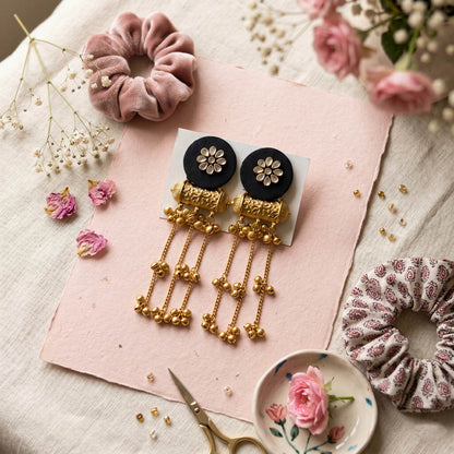 Elegant Black Color Handcraft Earrings Stylish Minimal Ethnic Jewelry Design