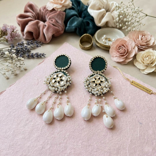 Simple Green Color Handcraft Earrings Elegant Everyday Ethnic Jewelry Style