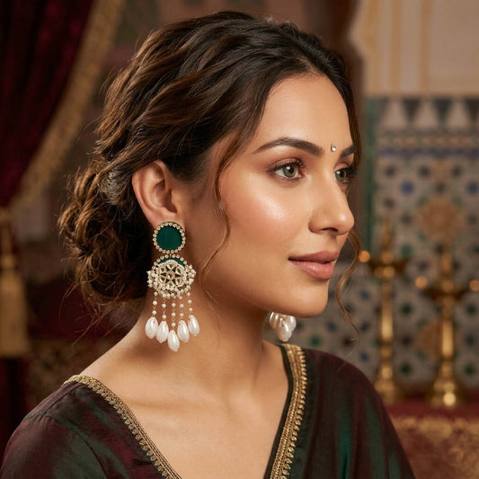 Simple Green Color Handcraft Earrings Elegant Everyday Ethnic Jewelry Style